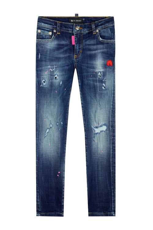 Neon Pink Spots Denim Jeans