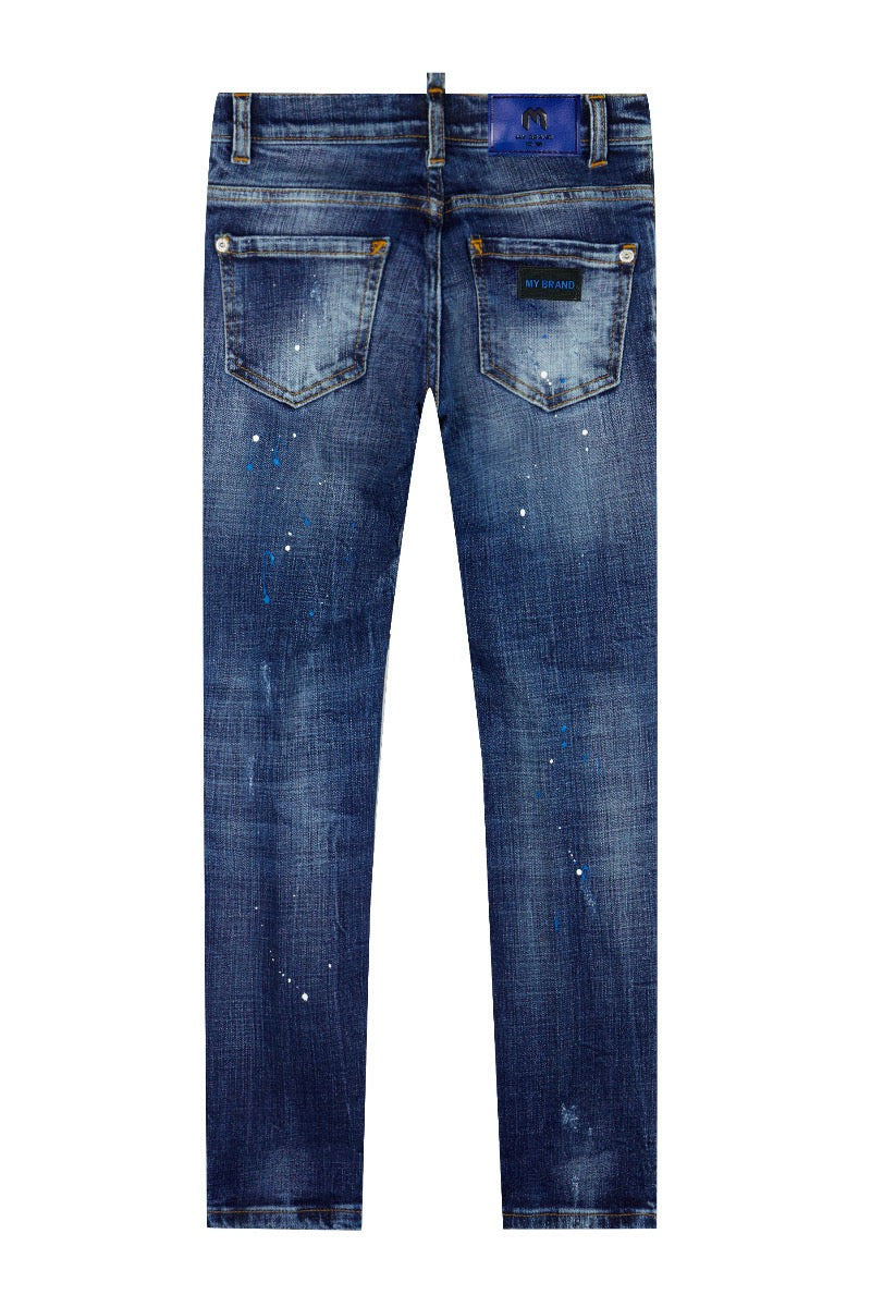 White Blue Spots Denim Jeans