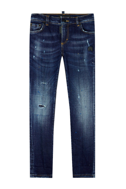Black Blue Spots Denim Jeans